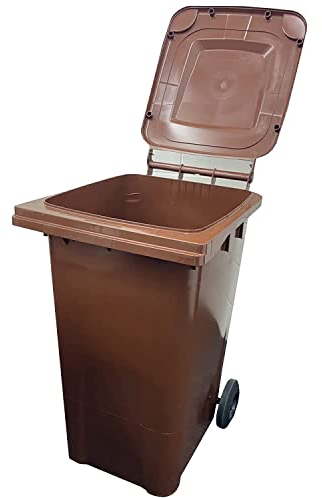 STORM TRADING GROUP Brown Wheelie Bin Standard Household Size 240 Litre With Rubber Wheels - Ideal for garden waste, grass cuttings, hedge clippings, leaves, twigs and small branches