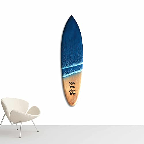 Zinello Design Dekoratives Surfbrett aus Mangoholz, handgefertigt auf Bali. Boheme-Wanddekoration zum Aufhängen im Schlafzimmer, Wohnzimmer. Geschenkidee Deko am Meer, Sommer, Hawaii, Vintage