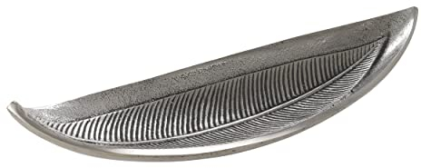 EGLO LIVING Dekoschale Forleyet, elegante Schale zum Dekorieren im Blatt-Design, Metallschale aus Aluminium in Nickel-Antik, 38,5 x 14 cm