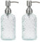 SDlumeiy Seifenspender aus Glas mit Rautenmuster, für Küche und Bad, nachfüllbar, mit rostbeständiger Edelstahlpumpe für Handseife, Lotionglas, Flüssigkeitsspender (transparent, 2er-Pack)