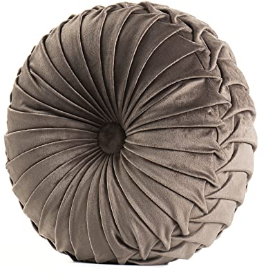 Fouriding Runde Wurf Kissen für Couch dekorative 15 X 15 Kürbis Runde Samt Kissen für Sofa Bett Stuhl Boden Auto dekorative (Braun)