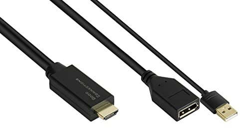 Good Connections Alcasa HDMI-AD22 adaptador de cable de vídeo 0,3 m HDMI Tipo A (Estándar) DisplayPort Negro