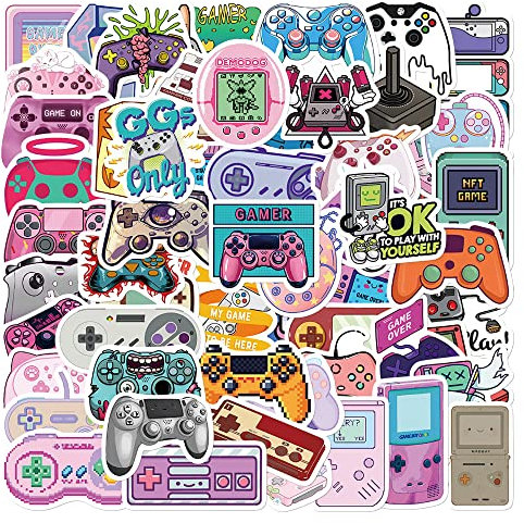 50Pcs Gamepad Aufkleber, Cool Fashionable Trendy Game Controller Aufkleber Packs, Vinyl Wasserdicht Lustige Aufkleber für Laptops, Wasserflaschen, Geeignet