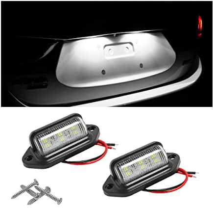 CGEAMDY 2 Unids LED Placa De Matrícula Etiqueta, Luz Trasera De Matrícula 12 - SMD Impermeable DC 10V - 30V, Luz Matricula Universal Para Coche, Remolques, RV, Camión, Caravana Y Barco(Blanco)