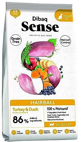 Dibaq Sense Grain Free Hairball Sterilisiert, Alleinfuttermittel für Katzen, getreidefrei, GVO‑frei, 1,5 kg