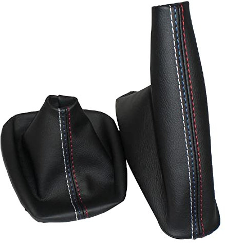 Pomo de la palanca de cambios del coche de cuero del freno de mano Bota Funda para BMW Serie 3 E36 E46 E30 E34 M3 Z3, Negro