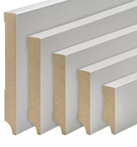 REESE | Sockelleisten Fußleisten | MDF Hellgrau | Weimarer Profil (gerade) | Größe 60mm