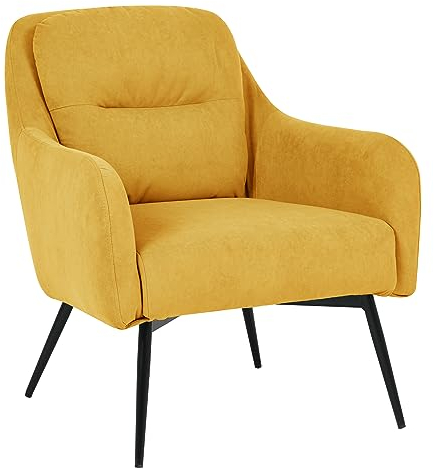 exitodesign Polster Sessel Mert - Gepolsterter Relaxsessel - Bürostuhl - Stuhl Küche Wohnzimmer - Bequem Praktisch - Haltbares Material - Zimmer Deko Wohnzimmer - 71x80x78cm - Gelb