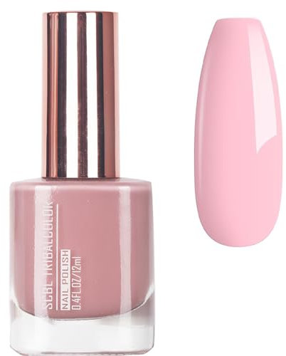 Pink Nail Polish - Light Pink Nail Varnish - Quick Dry Nail Varnish - Long Lasting & Chip Resistant Nail Polish, No Need Cure DIY Home Manicure