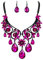 Clearine Damen Schmuckset Tribal Ethnic Kristall Chunky Erklärung Halskette baumeln Ohrringe Hot Pink Schwarz-Tone