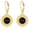 Schwarze Onyx Ohrringe Sterling Silber - 18K Gelb Gold Böhmen Filigrane Träne Ohrhänger Schmuck Geschenke für Damen Mädchen