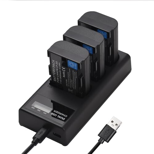 Andoer LP-E6 Ersatzakku und Ladegerät Set, 3-Slot-Ladegerät + 3 Stück LP-E6-Akkus 2650 mAh kompatibel mit Canon EOS 5D Mark II III IV/5DS/5DS R/6D/6D Mark II/7D/ 7D Mark II/60D/70D/80D/90D