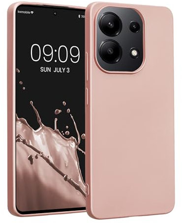 kwmobile Case kompatibel mit Xiaomi Redmi Note 13 4G Hülle - Schutzhülle aus Silikon metallisch schimmernd - Handyhülle Metallic Rosegold