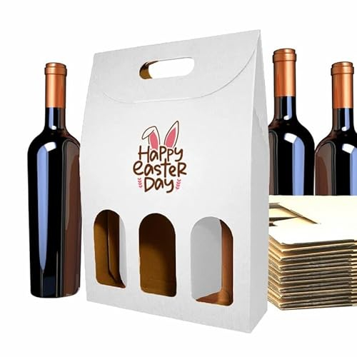 25 cajas de cartón blanco vacías para 3 botellas de vino – Embalaje para botellas de vino para Pascua, cajas de conejo, cajas de Pascua