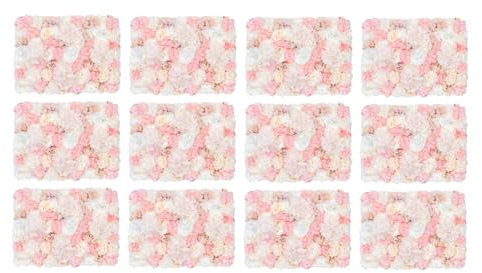 MooBeey 12 Stück 40x60 cm DIY Künstliche Blumen-Wandpaneel Set, Blume Wand Panel Dekorative Kunstblumen-Wandmatte, 3D Seiden Blumenwand Blumen Wanddekoration für Party Hochzeit Hintergrund (Rosa)