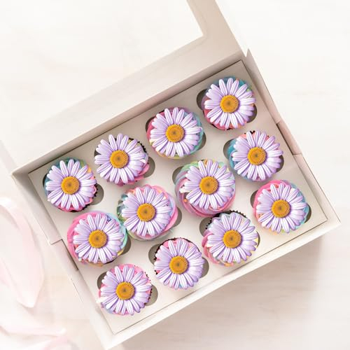 22 x Pre-Cut Lilac Daisy Flower Gerbera Edible Wafer Cupcake Toppers Cake Decoration Decor