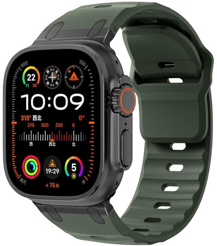 Rugged Apple Watch Ultra 2 Strap, 49mm, 26mm Widen Thicken Silicone Sport Strap with Mechanical Metal Adapter for iwatch Series 10, 46mm, 45mm, 44mm