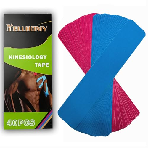NELLHOMY 40 Pcs Kinesiotapes, Tape Sport Kinesiologie Tape Precut, Wasserfestes & Elastisches Sporttape Physio Kinesi Tape für Knie, Schulter und Ellenbogen, Muskelstraffende Bänder