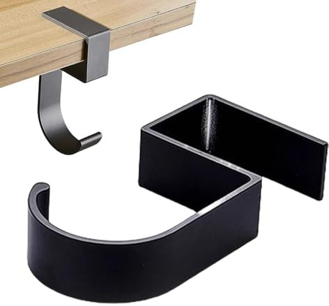 Tuxxjzm Desk Bag Hook, Desk Edge Hook - Under Desk Hook Holder, Aluminium Office Bag and Coat Hook for Under-Desk Mounting, Table Hanger for Purse and