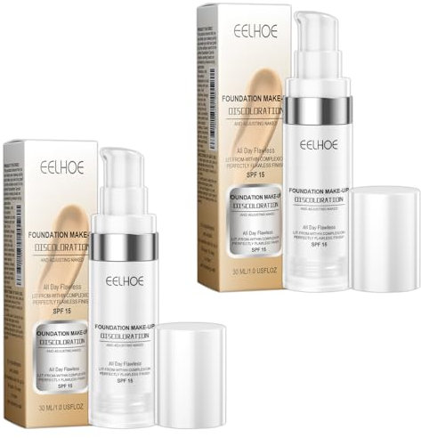 2 Flaschen Foundation Color Changing,Mature Skin Foundation,Foundation,Foundation Color Changing,Farbwechselnde Foundation für Reife Haut, Concealer Farbwechsel Wasserfeste Foundation