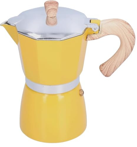Stove Coffee Machine,Induction Moka Pot,300ml Coffee Pot, Moka Pot Coffee Machine Stainless Steel Moka Pot Classic Stove Coffee Machine Moka Pot(Yellow)