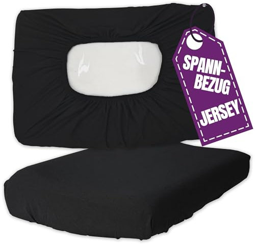 Jersey Nackenkissen Bezug 30x50 cm Schwarz - Kissen Spannbezug Elastisch - Baumwolle Kissenbezug für Gesundheitskissen und Nackenstützkissen