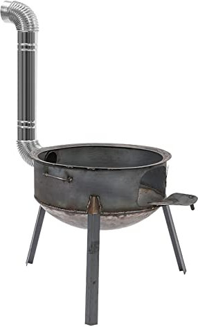Tragbarer Multifunktions-Gusseisenofen mit Schornstein für Indoor/Outdoor, Camping, abnehmbarer Kohle-/Holzofen (48 cm)