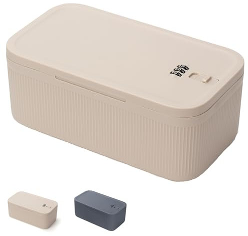 Sightday Lockable Storage Box,Medicine Storage Box,Cell Phone Lock Box,Fridge Lock Box,Combination Lock Box For Kitchen/Home/School/Fridge/Office/Personal/Travel(Beige/23.9 * 13.1 * 9.6CM)