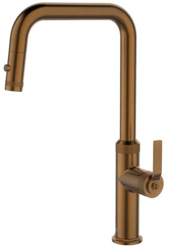 Essebagno Molette mitigeur évier à douchette extractible cuivre brossé