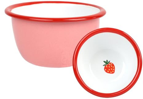 Talking Tables Bon Appetit Handmade Pink Enamel Bowl, Durable Snack Serving Dish for Strawberries Peanuts, Crisps, Sauces, Dips, Fruits, Picnics, BBQ Lightweight Easy to Clean, Dishwasher Safe 10cm