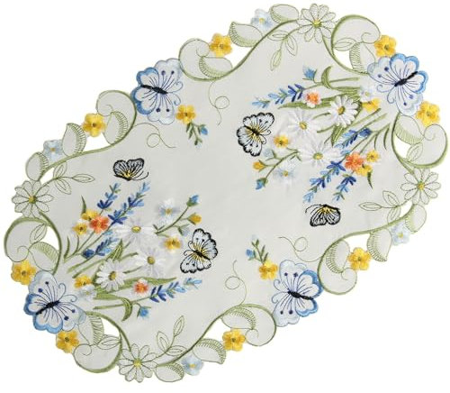 Elegante Tischdecke & Tischläufer mit Stickerei und Schmetterlingsmotiven – Verschiedene Größen verfügbar (30x45_cm)
