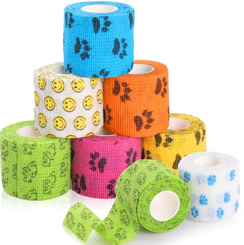 GeeRic Bandage Adhésif pour Animaux de Compagnie,Bande non tissée pour Pattes de chien, plaies, 7 Rouleaux de 5 cm de Large et 4,5 Mètres de Long Pattes d'animaux