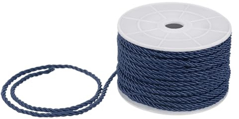 M METERXITY 22 Yards Twisted Rope Trim 3mm/0.12, Navy Blue | Soft Polyester Twisted, Silk Rope Cord Decorative Cord for Gift Bag, DIY Crafts, Home Decor, Curtain Tieback