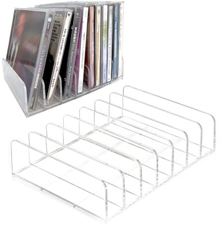 Bazyrock Porta CD in acrilico trasparente, espositore per CD, può contenere fino a 14 custodie standard per CD (4)