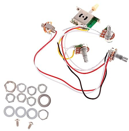 GOOHOCHY Cableado de Circuito para Guitarra Eléctrica Conmutador de Cinco Posiciones, Kit de Cableado Profesional Enchufe Amarillo, Suministros para Guitarra y Pastilla, Fácil Montaje