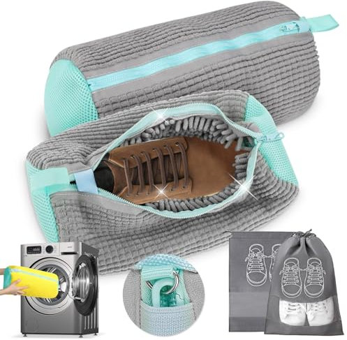 ZTBFHLZQ Bolsa de Lavado de Zapatos, Bolsas para La Colada para Zapatos, Bolsa Para Lavar Zapatillas, Bolsa de Lavandería con Cremallera, bolsa de lavado de zapatos reutilizable (Gris 2pcs xin)