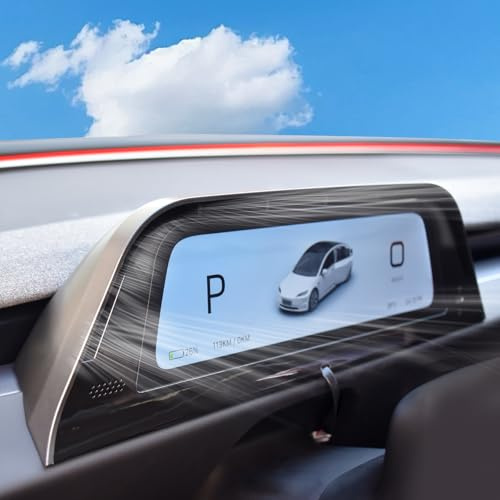 Écran de tête pour Tesla Model 3 Highland 2024 2025 Model Y Juniper 25-26 9,66 Pouces Écran 9,66 – Mise à Niveau sans Bloc de Vent AC, CarPlay sans Fil Android Auto, Alerte Point Aveugle