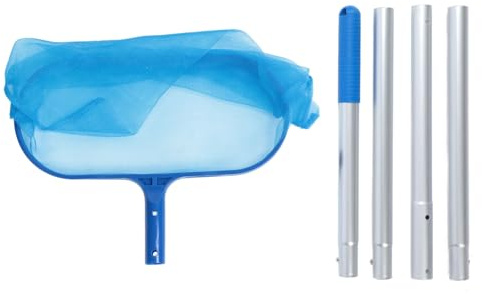 ZYLARUM Adjustable Pool Skimmer Net | 15.4 x 11.8in Maintenance Net for Swimming Pools/Ponds/Fountains | 4 - Pole Telescopic Design, Aluminum Alloy & Plastic