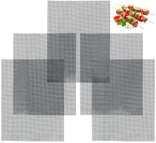 McBlast 5 Stück Antihaft Grillmatten 40x30 cm | Hitzebeständiges Grillnetz, wiederverwendbar, für Heißluftfritteuse, Holzkohle, Gas und Elektrogrill, auch zum Backen