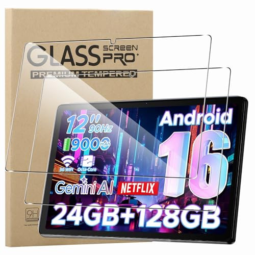KZIOACSH 2 Pack Screen Protector for DOOGEE U12 12 Inch, Ultra Clear 9H Hardness Touch Sensitive Anti-Scratch Anti-Fingerprint Protective Tempered Glass Film for DOOGEE U12