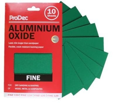 ProDec 10 Sheets Fine Grade Aluminium Oxide Abrasive Sanding Paper | for Sanding Wood, Paint, Plaster, Filler, Metal and More, 9 x 5.5,230x140mm Sandpaper Compatible with Machine Sanders