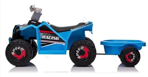 GOPLUS Kinderfahrzeug ATV, 6V Elektroauto mit Anhänger abnehmbar, Electro Traktor 12V mit Vorwärts- & Rückwärtsfunktion, verschleißfeste Räder, Quad für Jungen und Mädchen ab 3 Jahren (Blau)