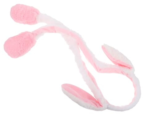 Serrage-tête Oreilles de Lapin Mobiles Blanc en Peluche Pp Coton | Accessoire Drôle et Mignon, pour Noël et Fête, Effet Photo Prop, Forme Oreilles