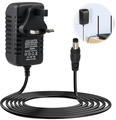 5V 1A Charger,5V Power Supply 5.5mm X 2.1mm,AC Adapter 100-240v 50 60hz,DC 5 V 1A Power Supply,AC to DC 5-V 1-A Power Source for Speakers Router Security Cameras LED Strips