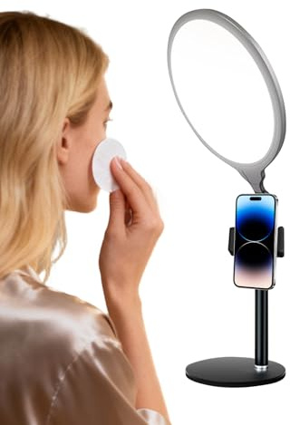 Ringlicht Für Schreibtisch,LED Dimmbar Mit Einer Telefonhalterung | Schreibtischlampe Für Videoaufnahmen - Geeignet Computer Live Streaming, Videokonferenzen, Vloggen, Make-up, Home Office, Studio
