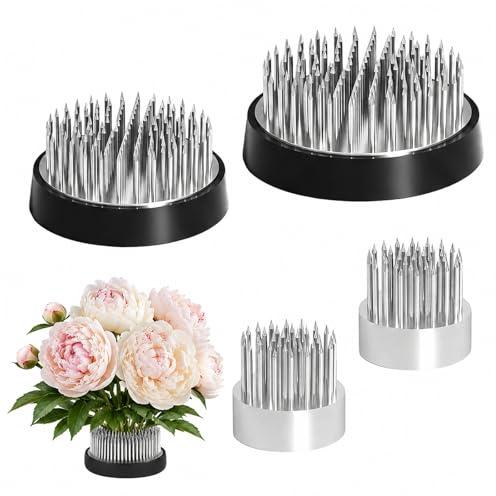 GETRICH 4 Stück Blumenigel, Ikebana Kenzan, Silber Steckigel Blumen | mit 3 Größen Rund Blumenhalter, für Blumenarrangements Gärten Teestuben Blumenläden Büros (23/34/46 mm)