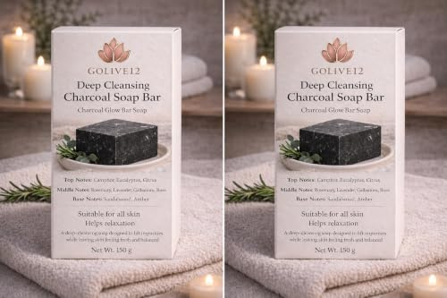 Charcoal Soap Bar Deep Cleansing Moisturising, Men & Women, 2 x 300 g.