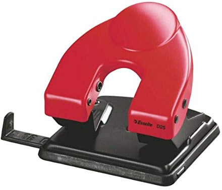 Leitz 177017 Locher D25, für 25 Blatt, mit Anschlagschiene, rot