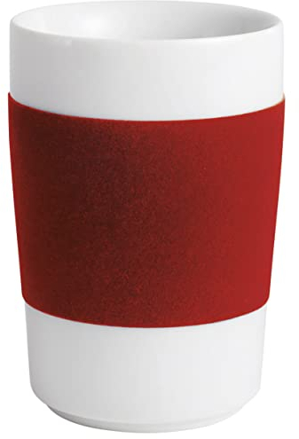 KAHLA touch! Maxi-Becher 0,35 l cherry red | Kaffeebecher mit Samt Banderole