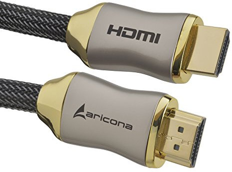 câble HDMI premium aricona de 2 mètres - câble HDMI à haut débit de 2 m (prises plaquées or, 4K, Ultra-HD, Full HD 1080p, 3D)